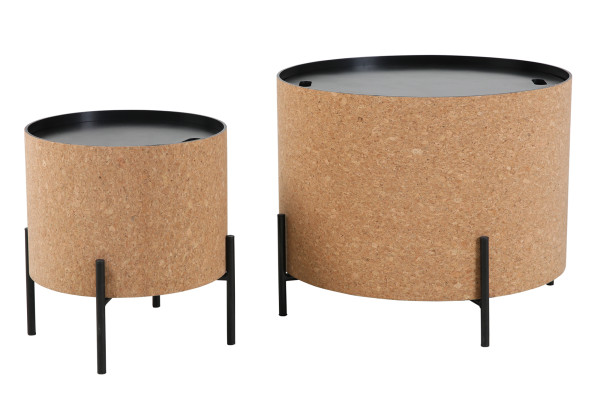 Couchtische, 2er Set CORK MDF, Kork, Metall