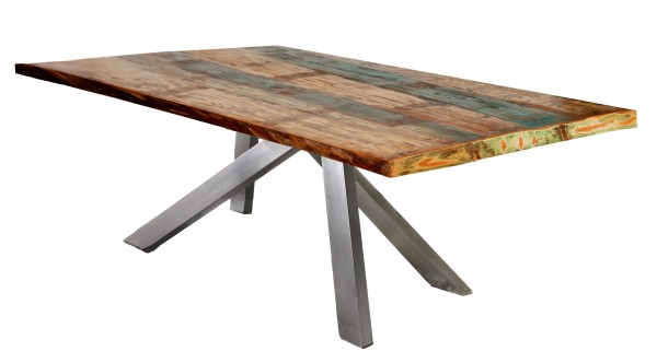 Tisch 160x85 cm TABLES & CO Platte Altholz, Gestell Metall