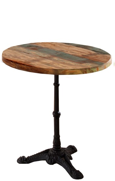 Tisch 60x60 cm TABLES & CO Platte Altholz, Gestell Gusseisen