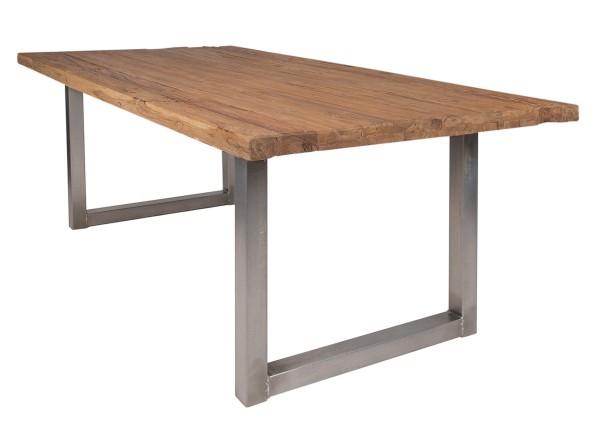 Tisch 240x100 cm, recyceltes Teak natur TABLES & CO Platte recyceltes Teak, Gestell Eisen