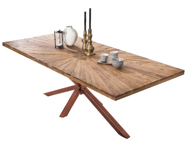 Tisch 160x90 cm TABLES & CO Platte Teak, Gestell Metall