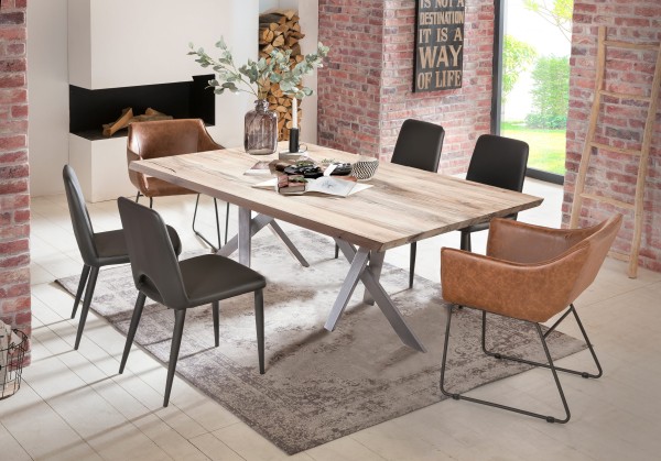 Tisch 180x100 cm TABLES & CO Platte Balkeneiche, Gestell Metall