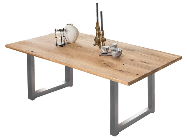Tisch 180x100 cm TABLES & CO Platte Wildeiche geölt, Gestell Metall