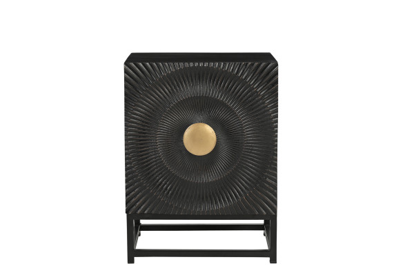 Nachtkommode BLACK SMOOTH Mango massiv, Metall