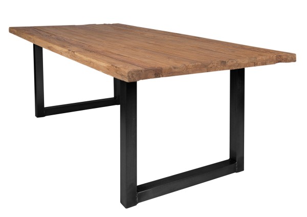Tisch 240x100 cm, recyceltes Teak natur TABLES & CO Platte recyceltes Teak, Gestell Eisen