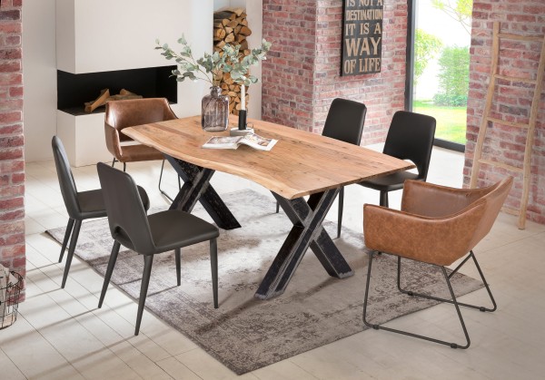 Tisch 200x100 cm TABLES & CO Platte Akazie, Gestell Metall