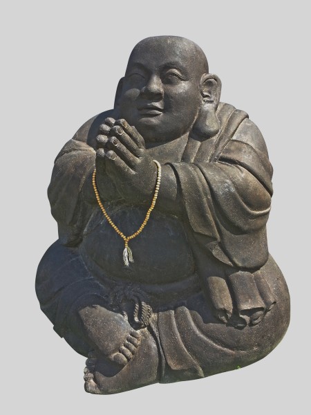 Happy Buddha Greeting Mönch Skulptur Figur Outdoor 80cm