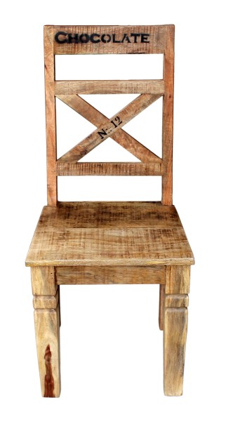 Stuhl, 2er-Set RUSTIC lackiertes Mangoholz mit starken Gebrauchsspuren