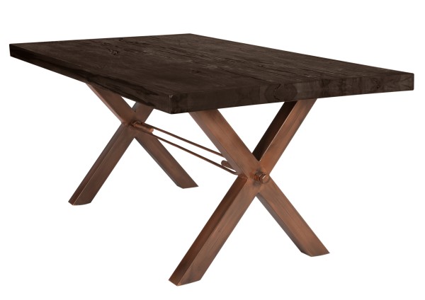 Tisch 220x100 cm, Balkeneiche carbon-grau TABLES & CO Platte Balkeneiche, Gestell Eisen