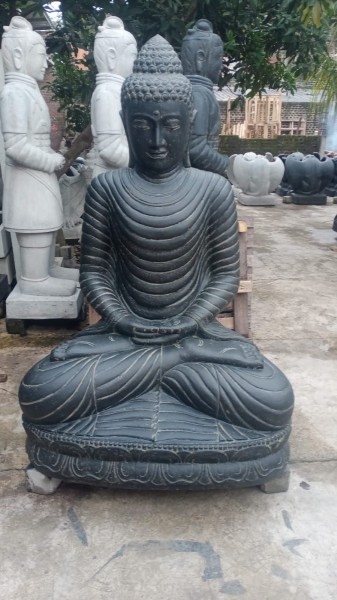 Buddha Skulptur Lava Guss 175cm Schwere Qualität Meditation mit Gewand