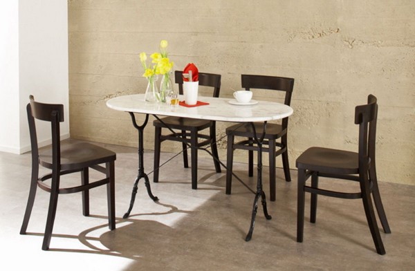 Bistrotisch Tisch Gastro mit Marmorplatte mit Gußfuß 120cm x 60cm 