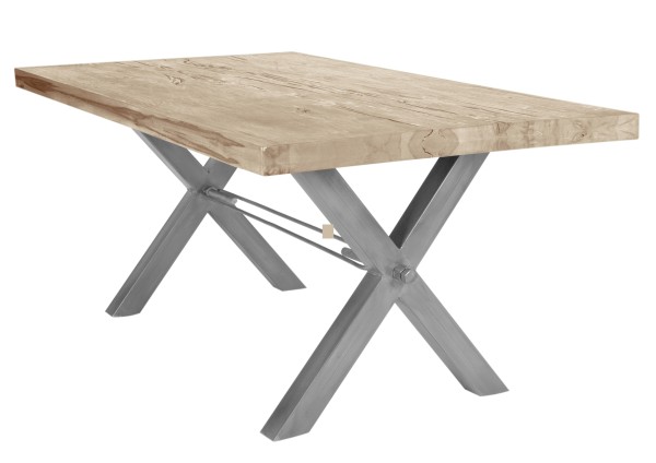 Tisch 180x100 cm, Balkeneiche white-wash TABLES & CO Platte Balkeneiche, Gestell Eisen