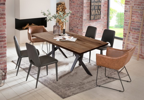 Tisch 180x100 cm TABLES & CO Platte Balkeneiche, Gestell Metall