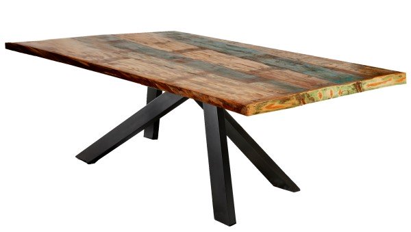 Tisch 240x100 cm TABLES & CO Platte Altholz, Gestell Metall