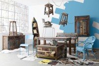 Highboard RIVERBOAT Altholz mit starken Gebrauchsspuren, lackiert Highboard RIVERBOAT Altholz mit starken Gebrauchsspuren, lackiert