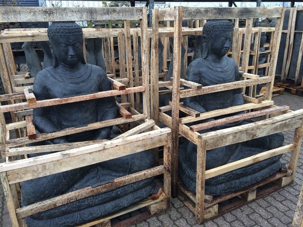 Buddha Skulptur Lava Guss 200cm Schwere Qualität Neu