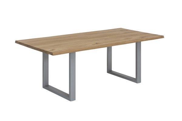 Tisch 140x80 cm, Wildeiche, silbernes Gestell TABLES & CO Platte Wildeiche geölt, Gestell Metall