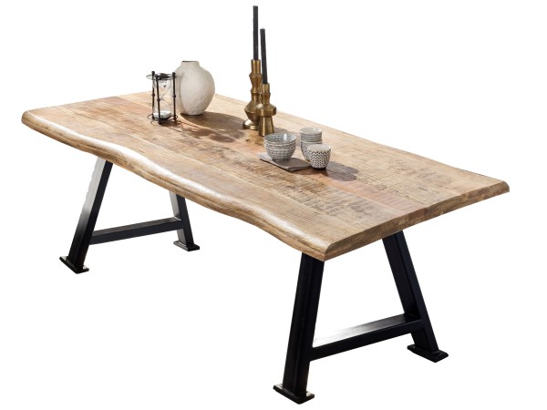 Tisch 160x90 cm TABLES & CO Platte Mango massiv, Gestell Metall