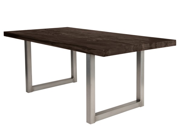 Tisch 220x100 cm, Balkeneiche carbon-grau TABLES & CO Platte Balkeneiche, Gestell Eisen