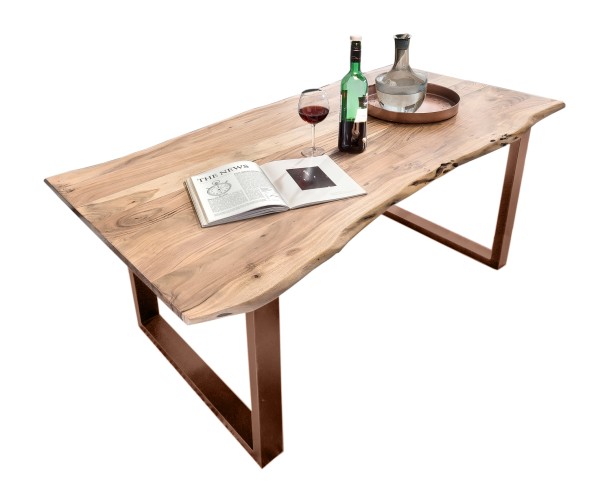 Tisch 240x100 cm, Akazie natur, 56 mm TABLES & CO Platte Akazie, Gestell Stahl