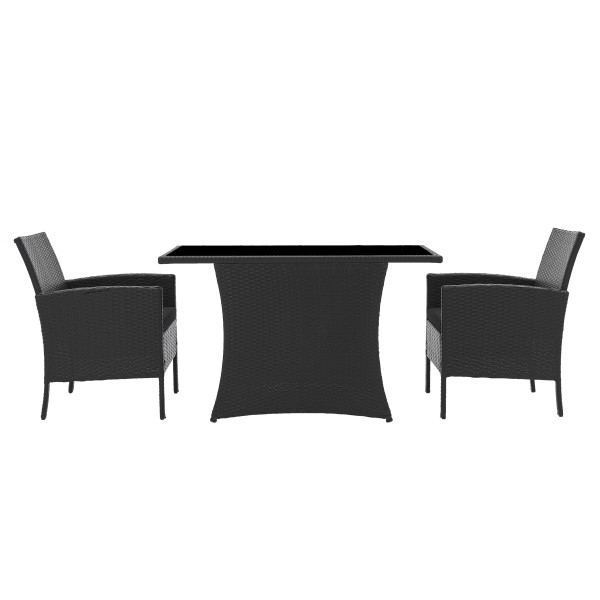 Sitzgruppe Garten Polyrattan (Polyethylen), Metallgestell, gehärtetes Glas
