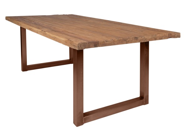 Tisch 200x100 cm, recyceltes Teak natur TABLES & CO Platte recyceltes Teak, Gestell Eisen
