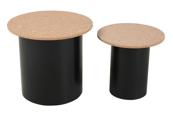 Beistelltisch, 2er Set CORK MDF mit Kork, Pinie