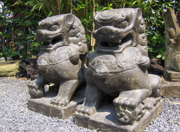 Tempel Löwe Chinesischer Set mit 2 Stück 75cm Skulptur Lion