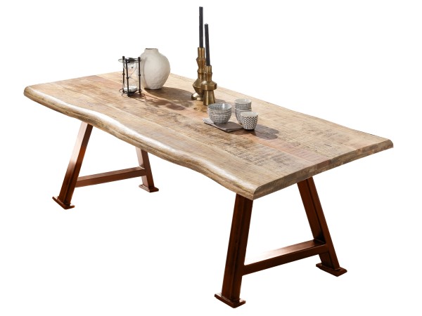 Tisch 160x90 cm TABLES & CO Platte Mango massiv, Gestell Metall