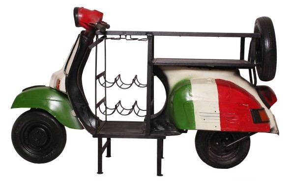 Stehtisch "Italien" aus einem recyceltem Roller THIS & THAT Metall, Altholz