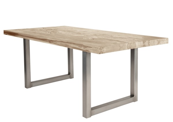 Tisch 180x100 cm, Balkeneiche white-wash TABLES & CO Platte Balkeneiche, Gestell Eisen