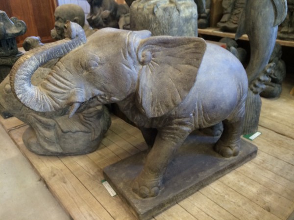 Elefant Brunnen Tier Skulptur Steinfigur Neu