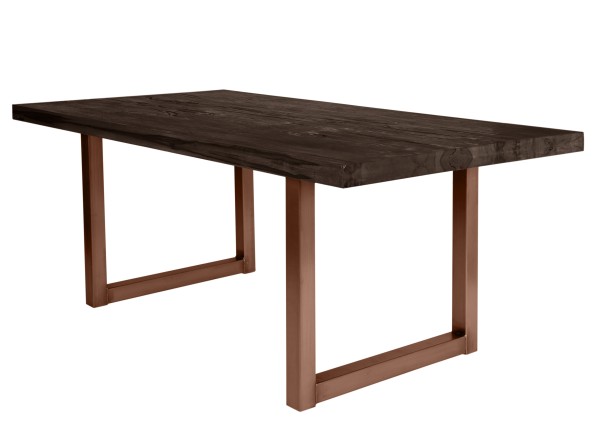 Tisch 180x100 cm, Balkeneiche carbon-grau TABLES & CO Platte Balkeneiche, Gestell Eisen