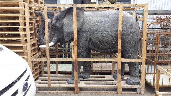 Elefant Brunnen Tier Skulptur Steinfigur Neu
