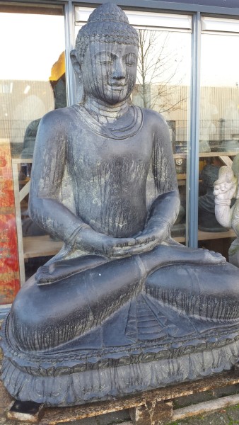 Buddha Skulptur Lava Guss 150cm Schwere Qualität XL Meditation