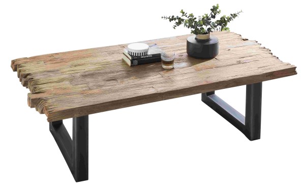 Couchtisch Tisch recyceltes Teak Stahl Holz natur lackiert 130x70cm