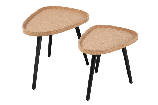 Beistelltisch, 2er Set CORK MDF mit Kork, Pinie