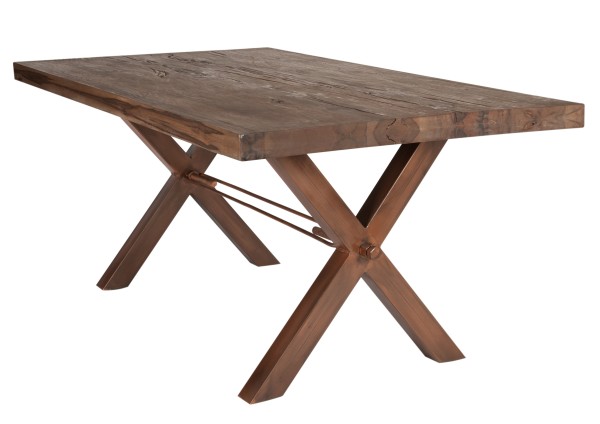 Tisch 180x100 cm, Balkeneiche Räucheröl-Finish TABLES & CO Platte Balkeneiche, Gestell Eisen