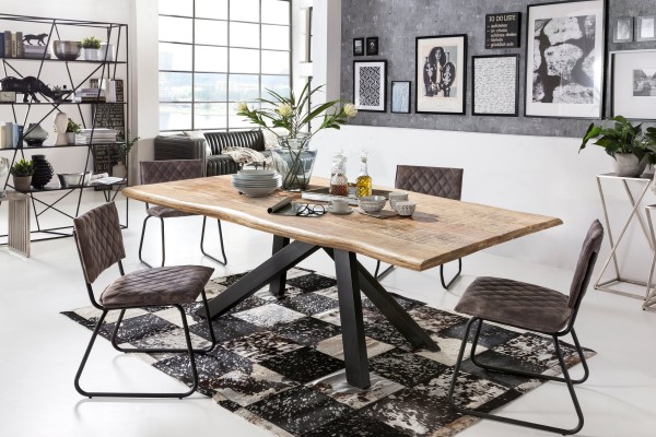 Tisch 180x90 cm TABLES & CO Platte Mango massiv, Gestell Metall